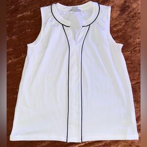 H&M White Sleeveless Top with Black Trim